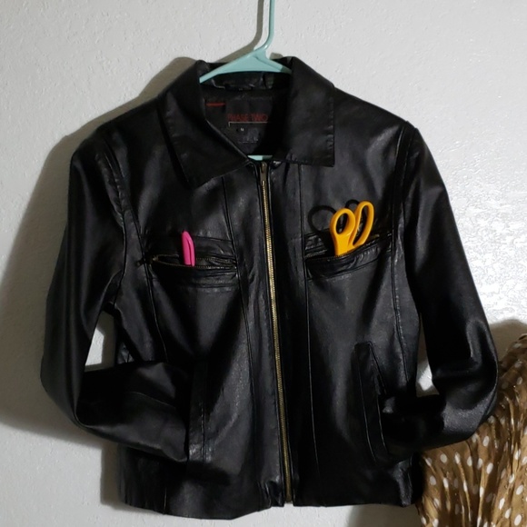 Medium Black leather jacket temperature 45 - Picture 3 of 4